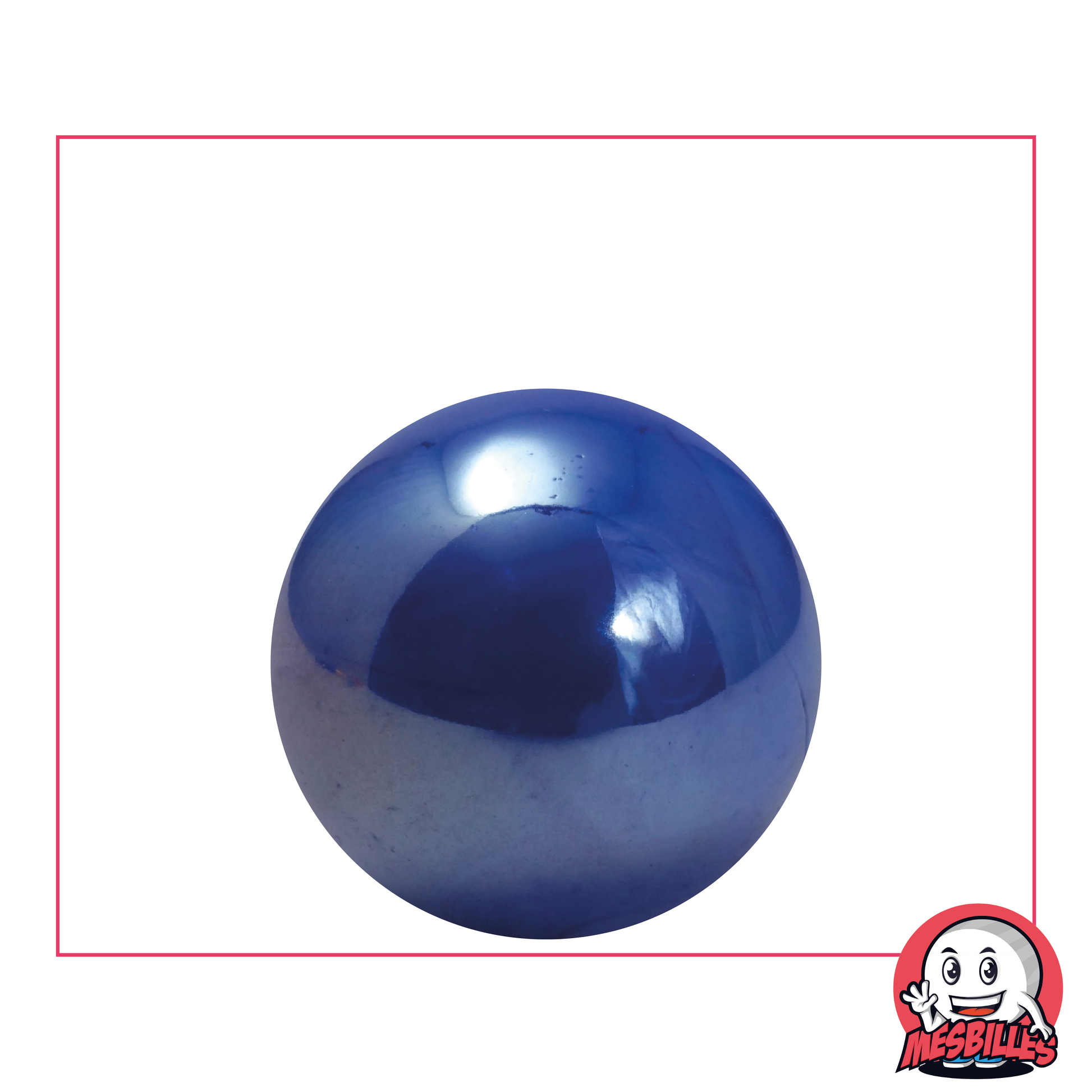 Canica Brillante 25 mm - Vidrio Opaco y Brillante Azul Perlado - MisCanicas