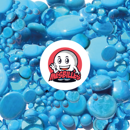 MisCanicas - 250 gr Canicas Planas, mezcla azul turquesa, 30 mm, 18 mm, 12 mm, opacas y transparentes