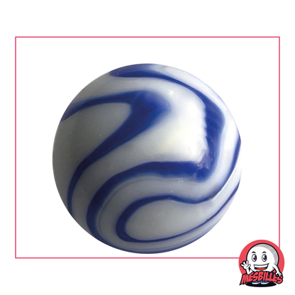 Canica Ozone 42 mm con rayas blancas y azules, tipo porcelana, tamaño ballena, canica muy grande