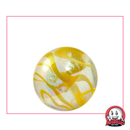 1 Canica Cinta Amarilla 25 mm de vidrio de color Verde - Amarillo, canica de 2,50 cm tipo casquete