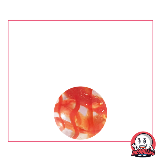 Canica ROJA de 14 mm, canica de cristal translúcido atravesada por rayas de colores - MisCanicas