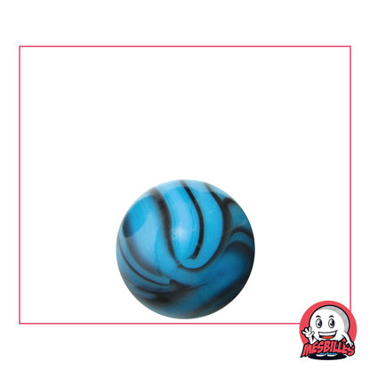 1 Canica Zebra Turquesa 16 mm Canica de vidrio opaco azul turquesa realzada con rayas negras