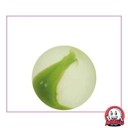 MisCanicas - Canica de vidrio Esmerilada, Canica Esmerilada con rayas verdes 25 mm